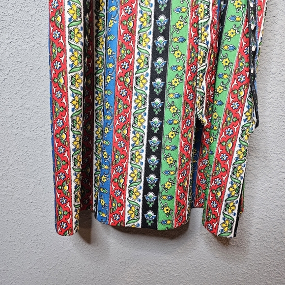 Vtg MC of Boston Dress Size 14 Womens Colorful Floral Striped 70s Sundress - Picture 6 of 14